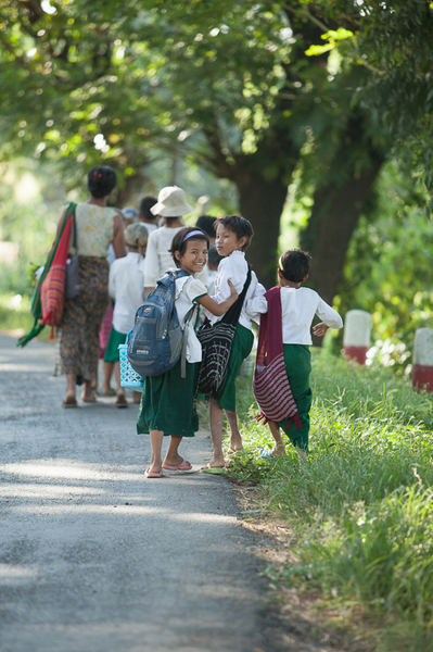 Just off the School Bus, Myanmar : 777 Steps to Nirvana, Myanmar : Deborah Gray Mitchell     Photographic Artist 